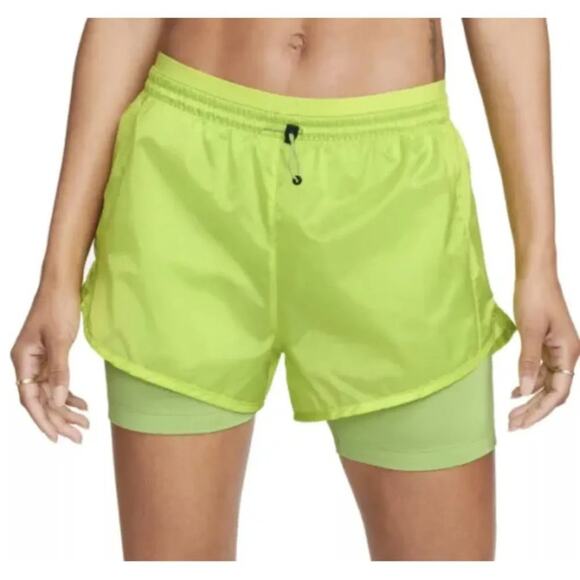 Nike Women's Icon Clash Tempo Luxe Mid-rise Running Shorts Green - Picture 3 of 7